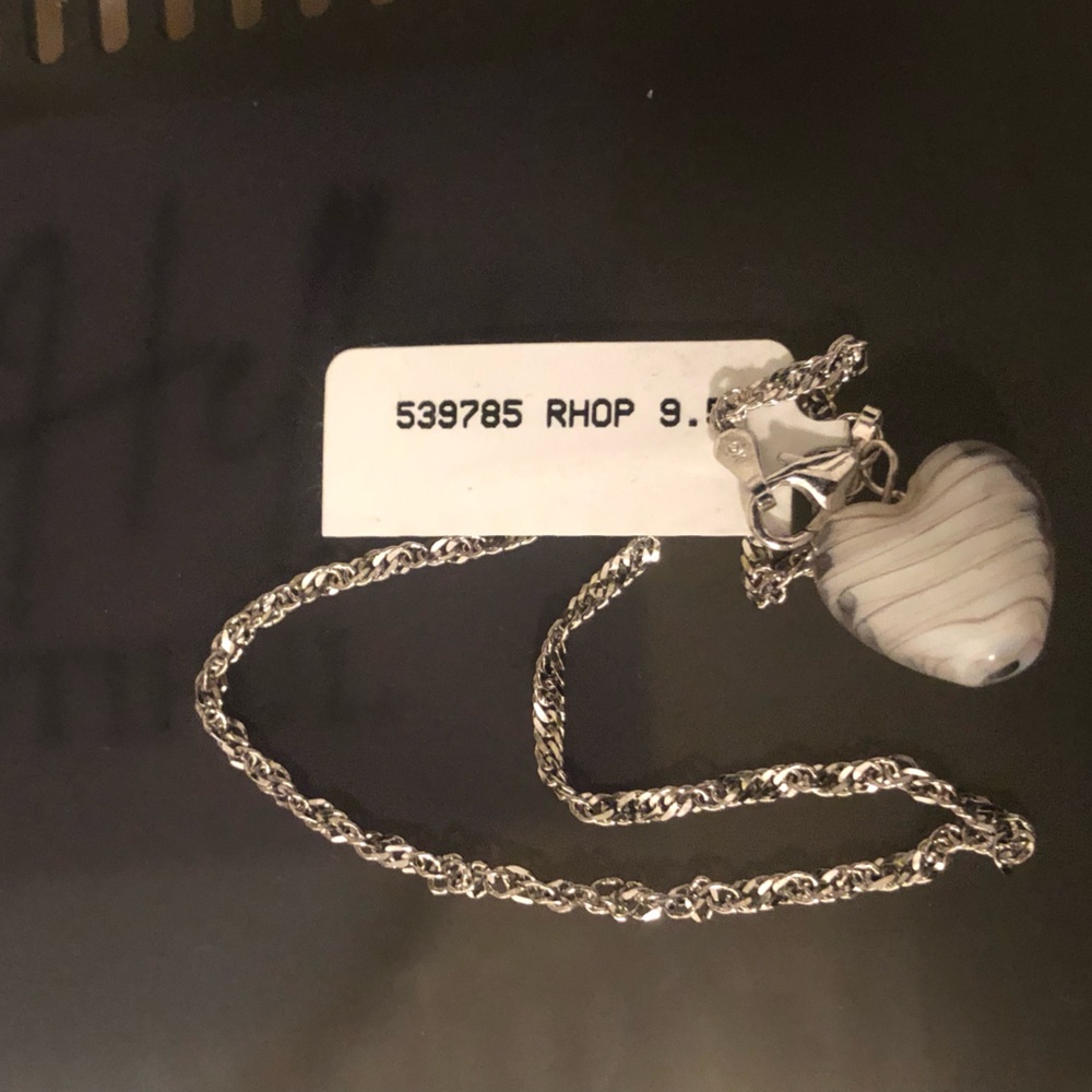 NWT Sterling silver Anklet Bracelet murano glass charm - white - NWT